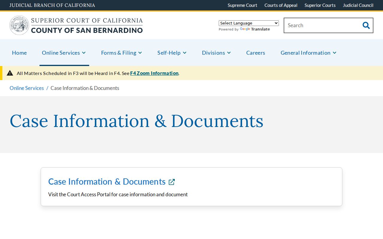 Colton residents directory Superior Court case information portal