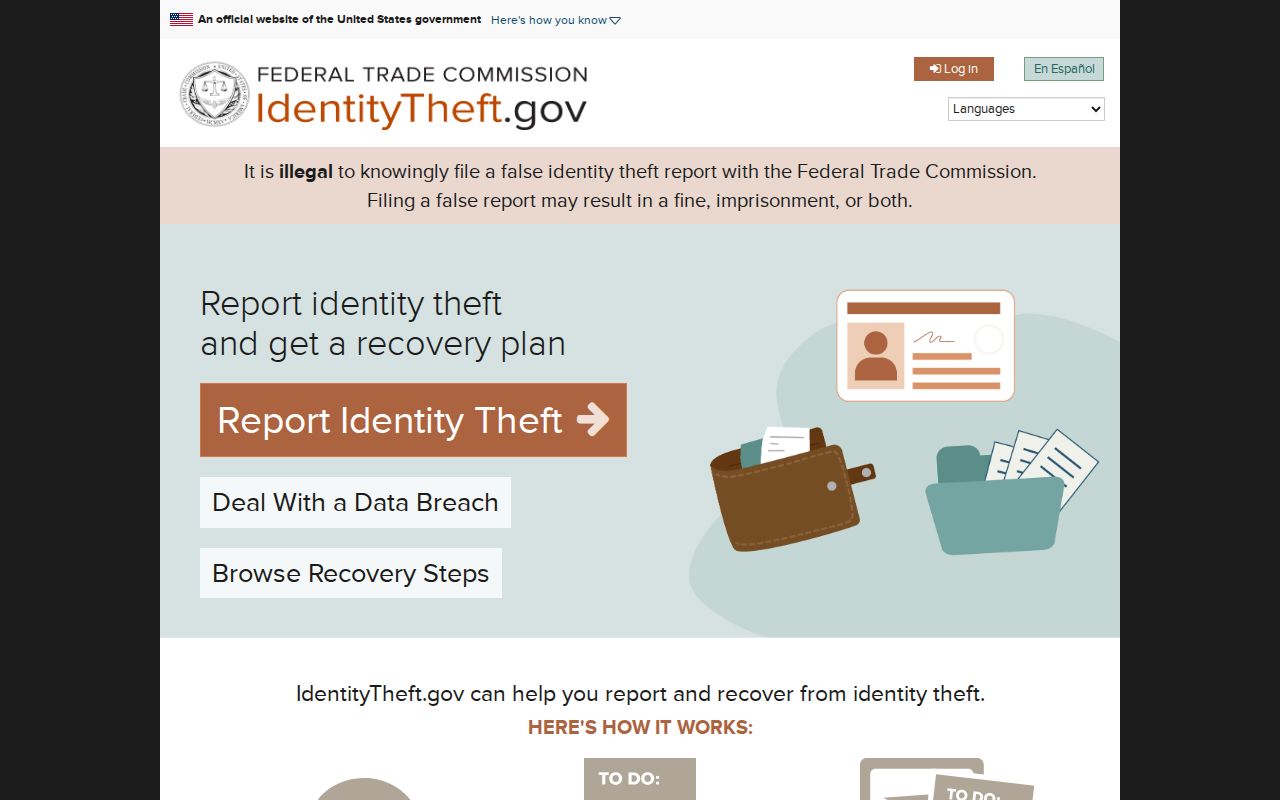Colton previous residents federal identity theft recovery portal